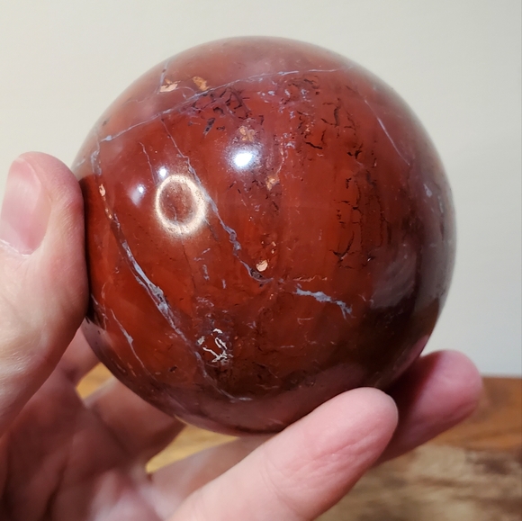 1.6 lbs Red Jasper Crystal Sphere 81mm 1.6 Pounds - Picture 9 of 14